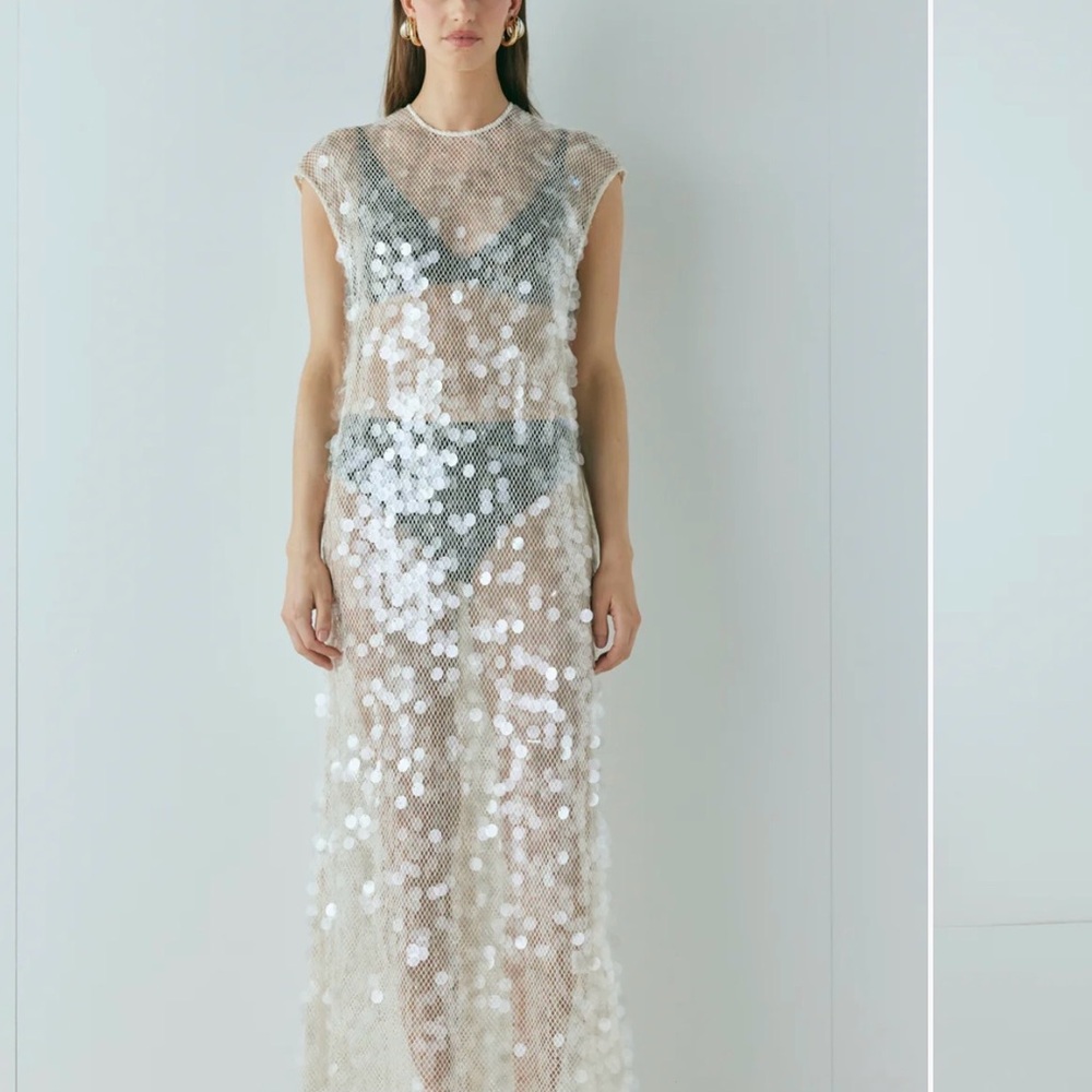 VRG GIRL Astrid Sequin Maxi Dress Cream